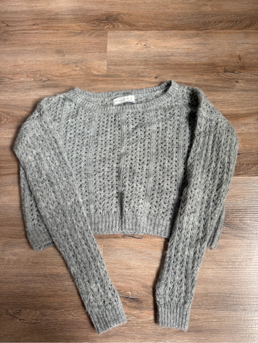 Abercrombie Grey Cable-Knit Cropped Sweater